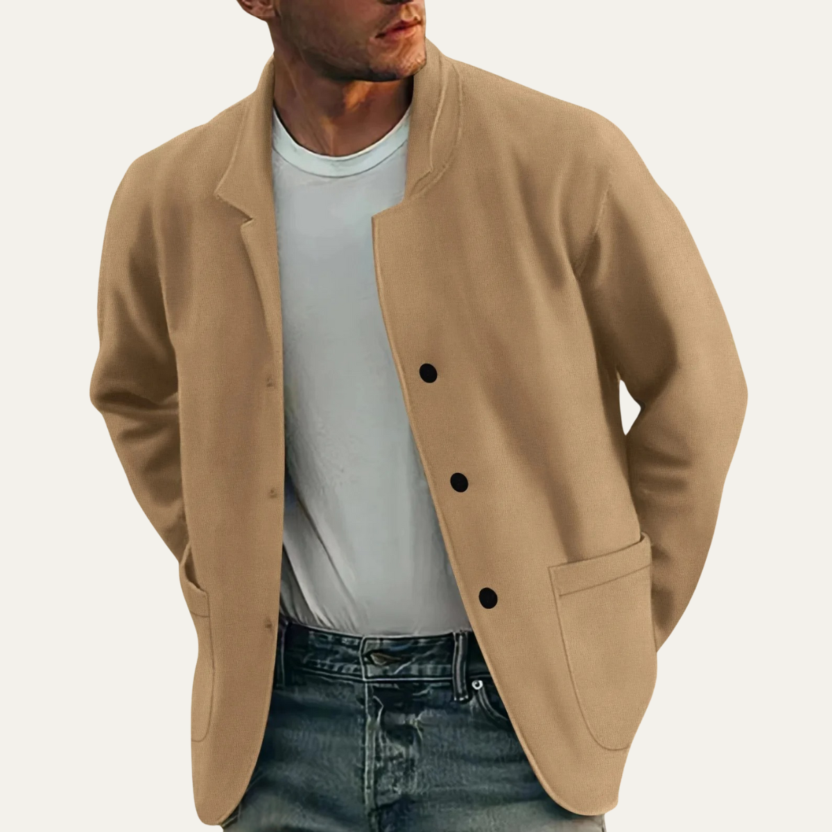 Leichte Herren-Casualjacke mit Knöpfen für den Alltag