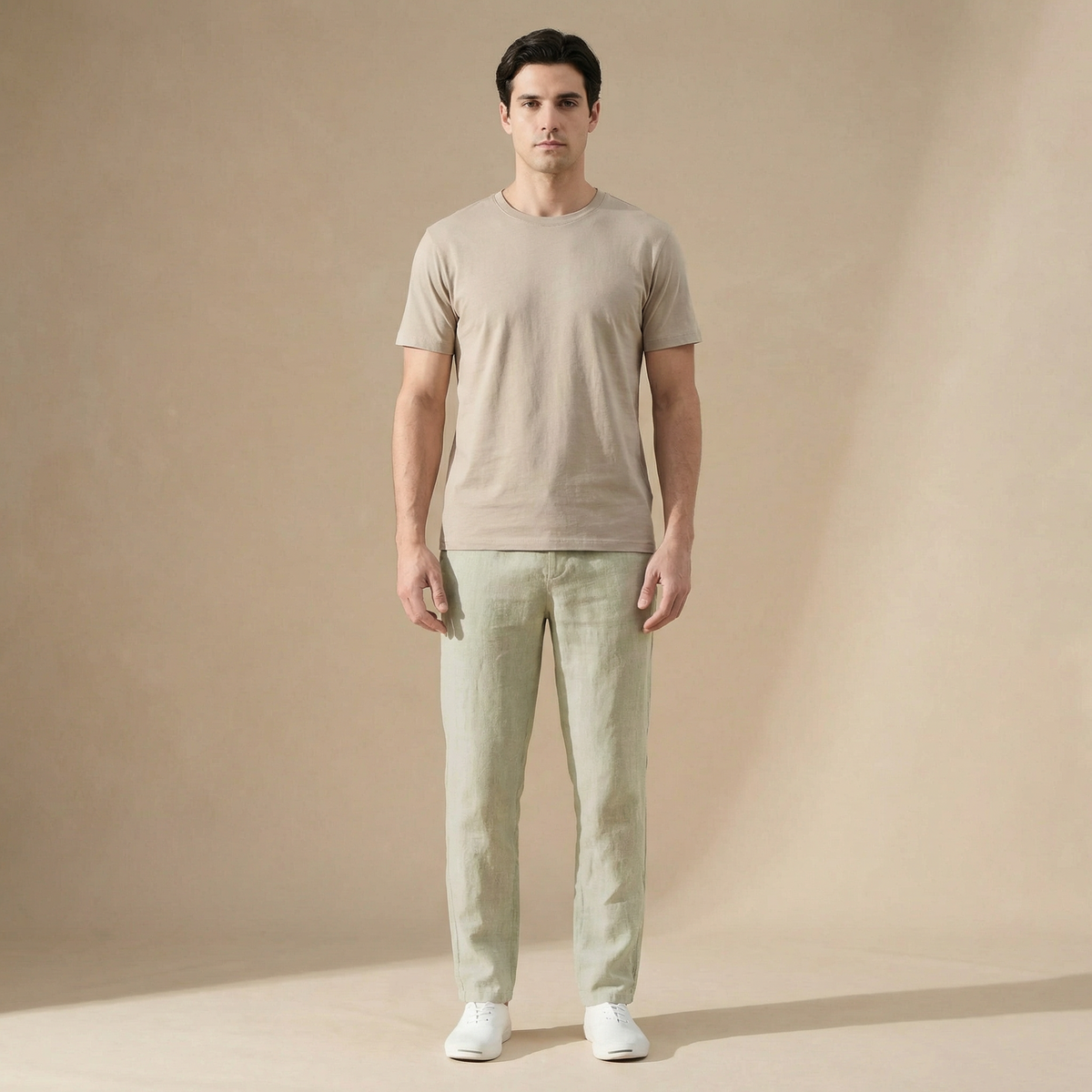 Herren Regular Fit Leinenhose für den Sommer mit Elastischem Bund