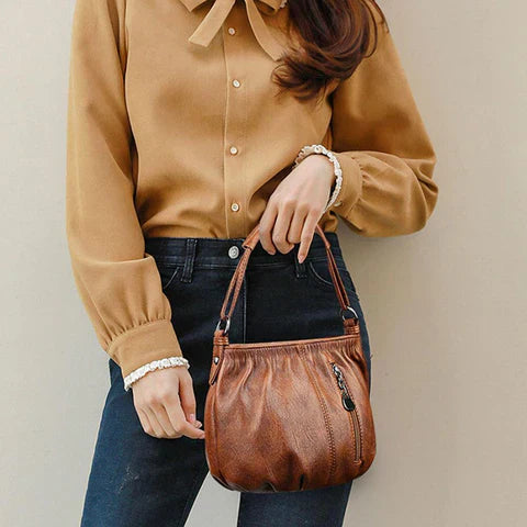 Iris - Klassische Herbst Handtasche aus weichem Leder für Frauen