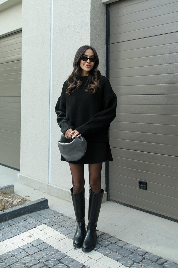Herbstliches Damen Strickset – Weicher Premiumwolle Pullover und Rock