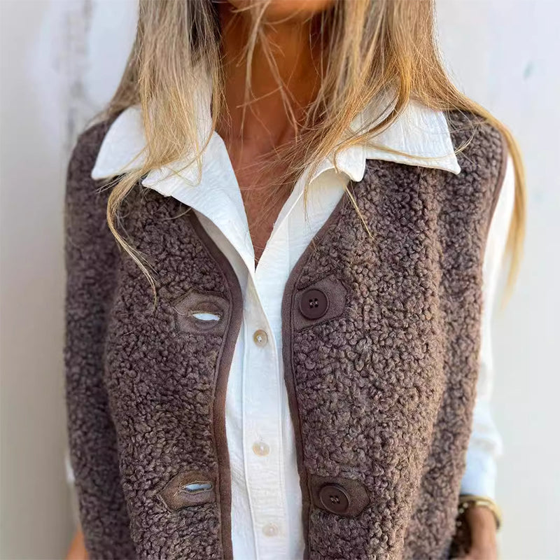 Oversized Damen Fleece Weste ohne Ärmel – lässig und warm für Herbst und Winter