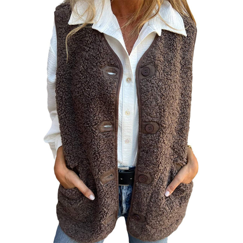 Oversized Damen Fleece Weste ohne Ärmel – lässig und warm für Herbst und Winter