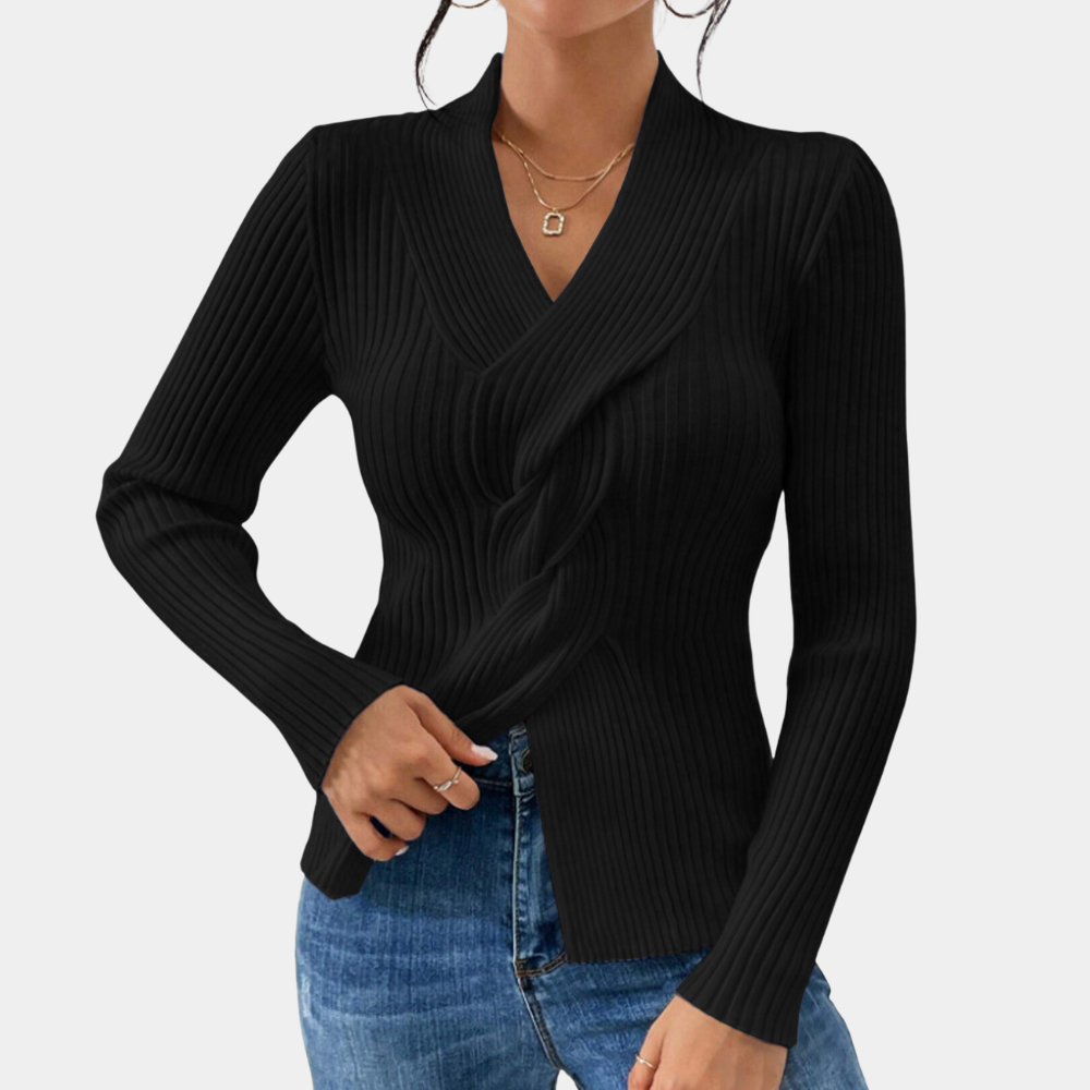 Maelle - Eleganter V-Ausschnitt Strickpullover für Damen
