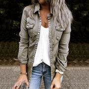 Leichte Baumwoll-Damenjeansjacke im klassischen Stil für den Frühling – lässig und elegant