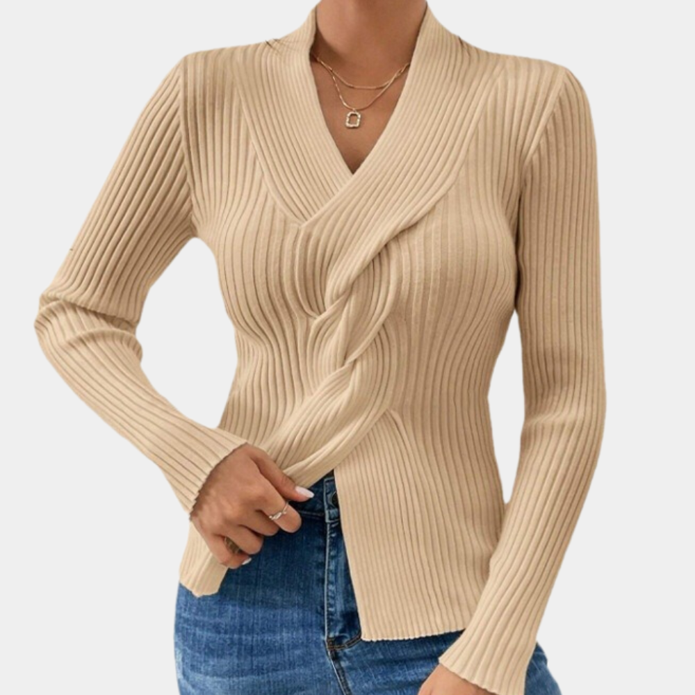 Maelle - Eleganter V-Ausschnitt Strickpullover für Damen