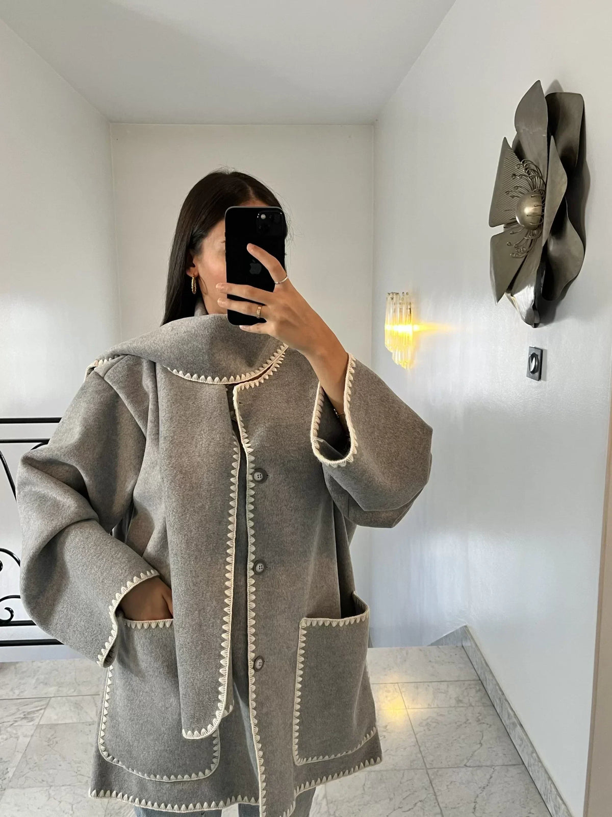 Renata™ - Stilvoller Wollmantel mit Winter-Schal