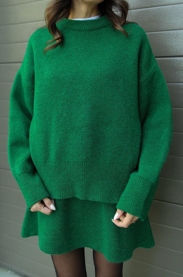 Herbstliches Damen Strickset – Weicher Premiumwolle Pullover und Rock